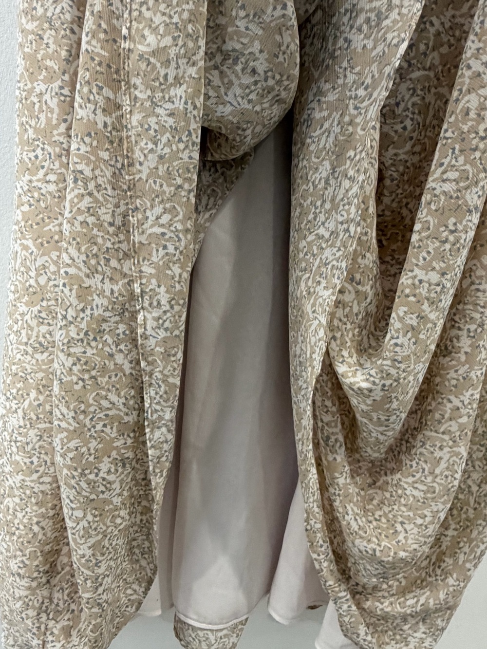 Storia Juliet Tan Floral Babydoll Maxi Dress Size Large Coquette - Picture 4 of 11